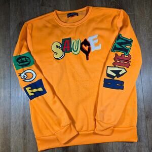 Black Pike SAVAGE Pullover Sweater Men’s XL Orange Y2K Rap Streetwear Long Sleev